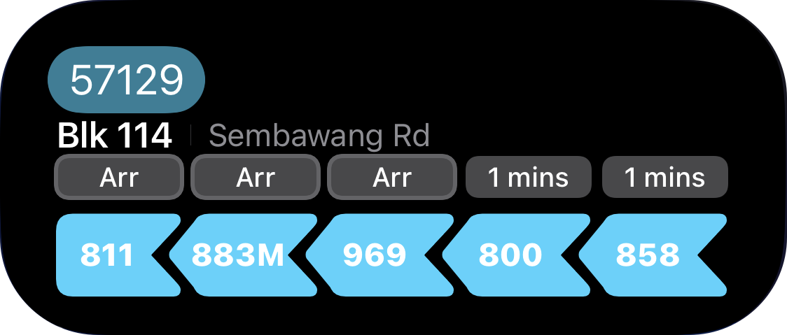 Live Activity displaying multiple bus services at Blk 114